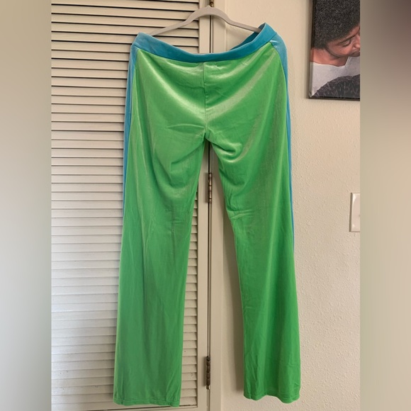 Lime & baby blue velour crop top & track pants hoodie set•new without tag• - Picture 6 of 13